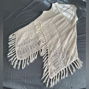 Justice brand Juniors boho beige crochet shrug.